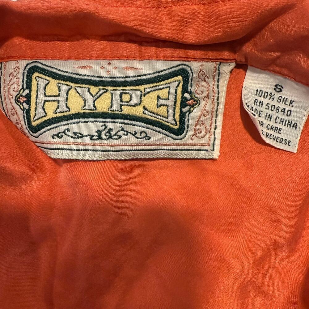 Vintage HYPE 100% Silk Button-Up Blouse Women Small Burnt Orange Long Sleeve - Picture 4 of 7